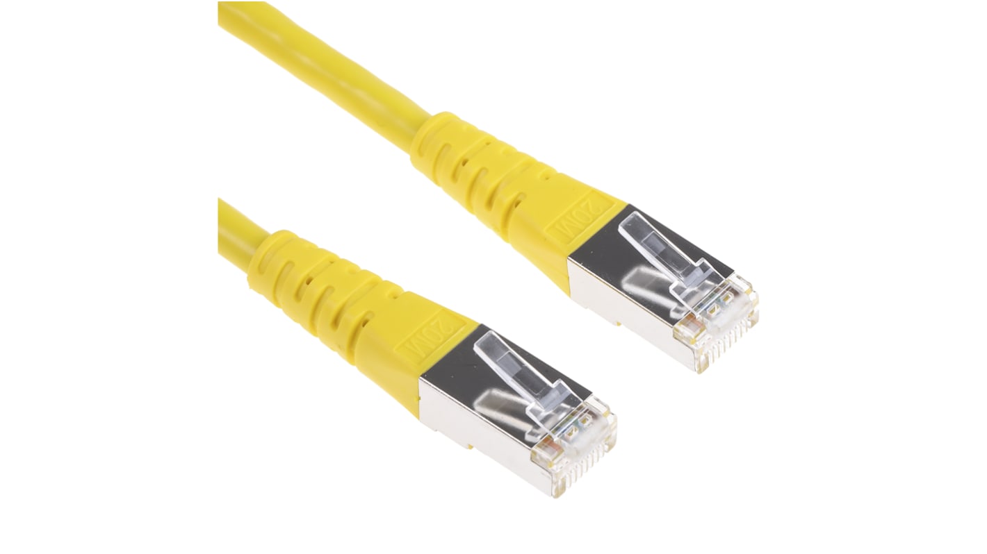 Roline, 20m Cat6, Yellow RJ45 to Male RJ45 Male, S/FTPShielded, Terminated PVC Sheath