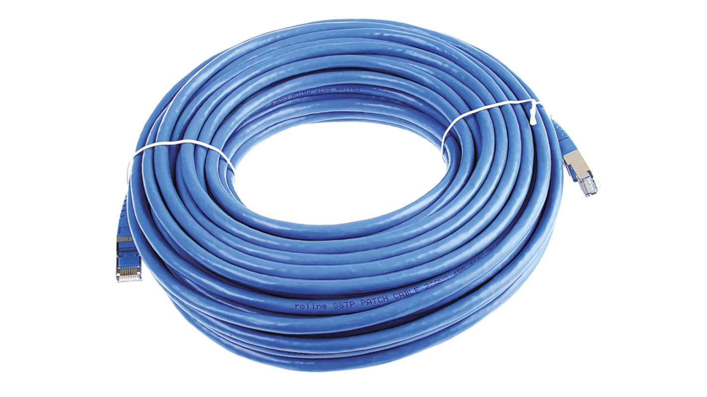 Roline, 20m Cat6, Blue RJ45 to Male RJ45 Male, S/FTPShielded, Terminated PVC Sheath