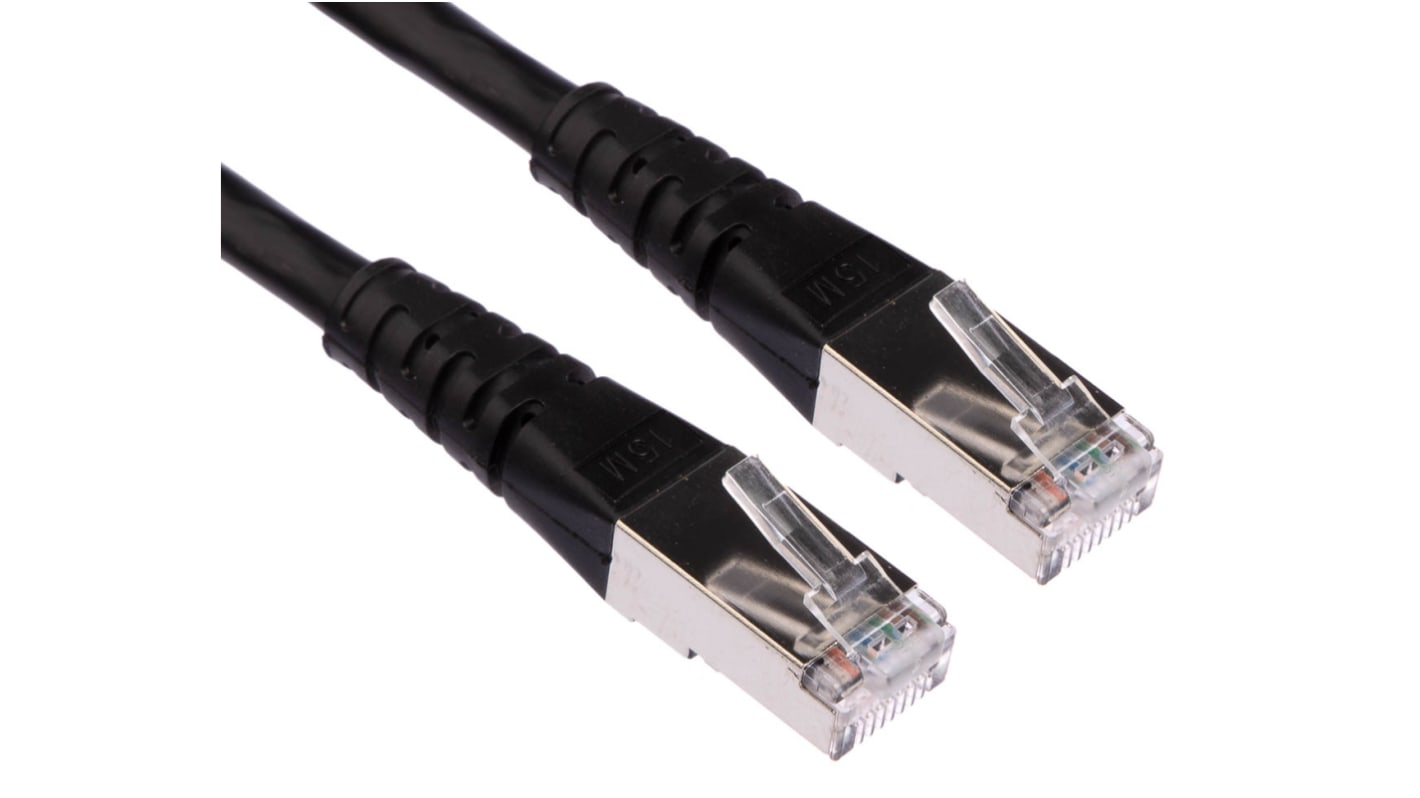 Roline, 20m Cat6, Black RJ45 to Male RJ45 Male, S/FTPShielded, Terminated PVC Sheath