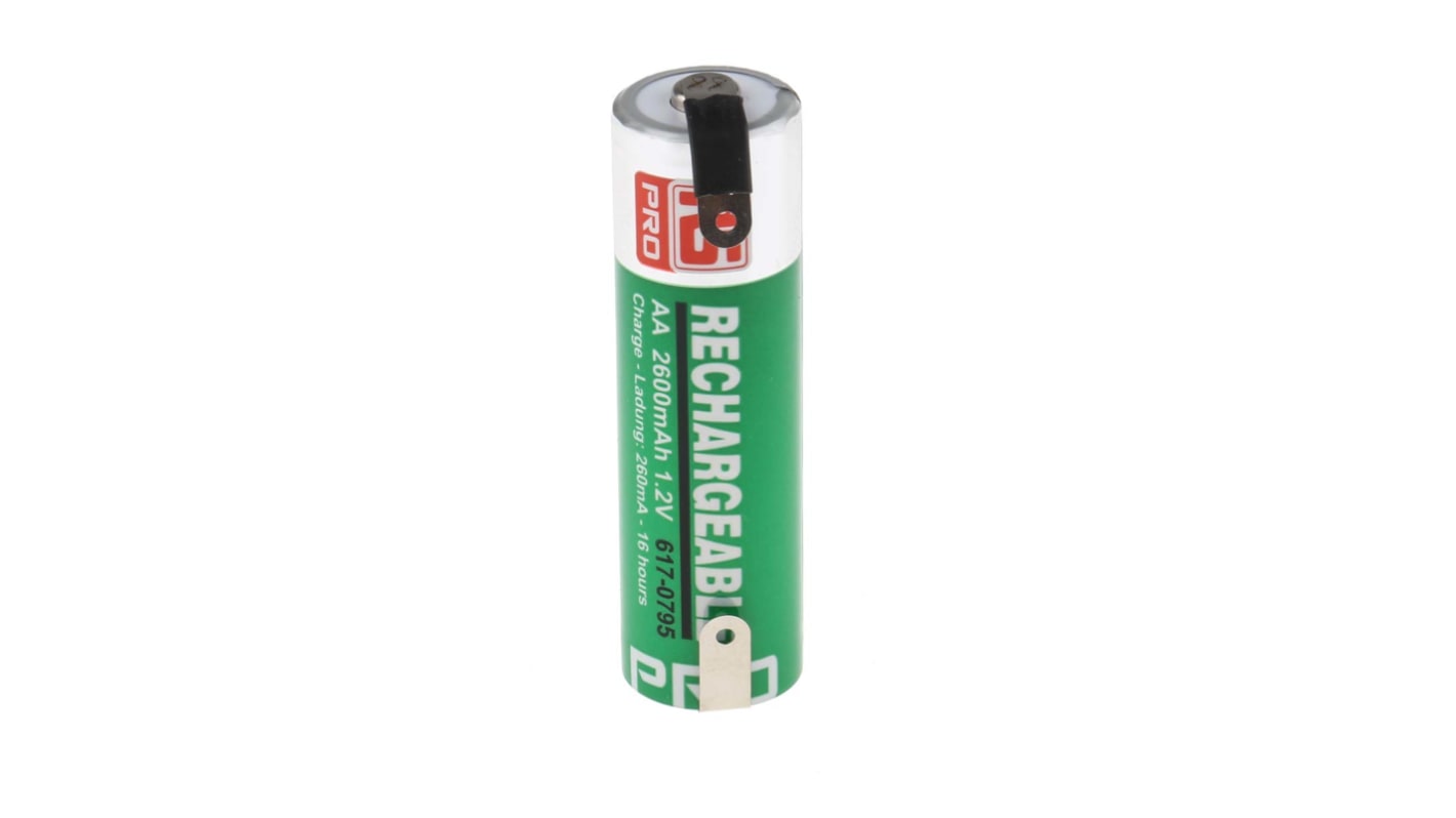 RS PRO AA NiMH Rechargeable AA Battery, 2.6Ah, 1.2V - Pack of