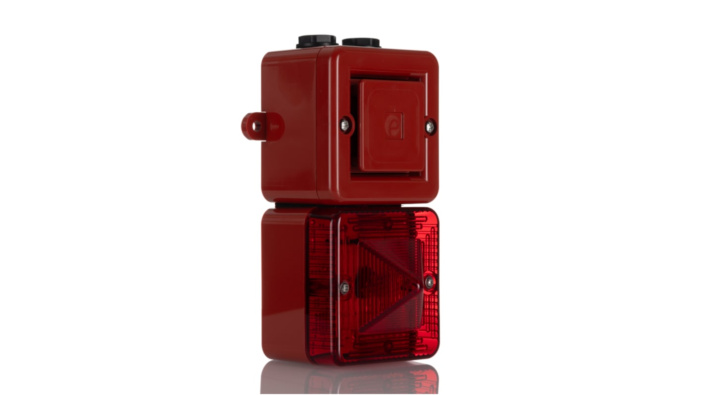 Segnalatore acustico e luminoso e2s serie SONFL1X, Rosso, 230 V c.a., 100dB a 1 m, IP66