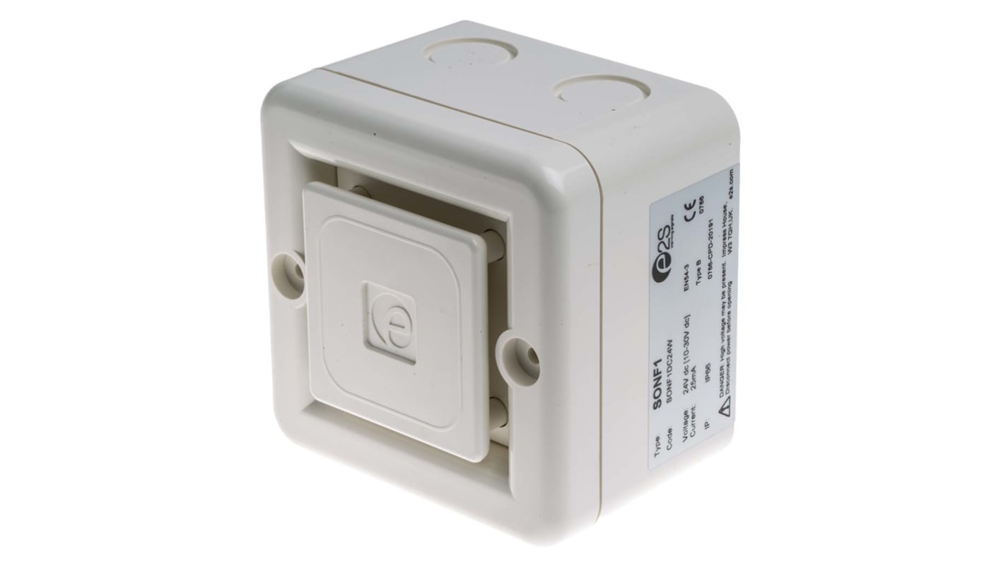 Segnalatore acustico elettronico e2s, 10 → 30 V c.c., 100dB a 1 m, IP66, montaggio superficiale