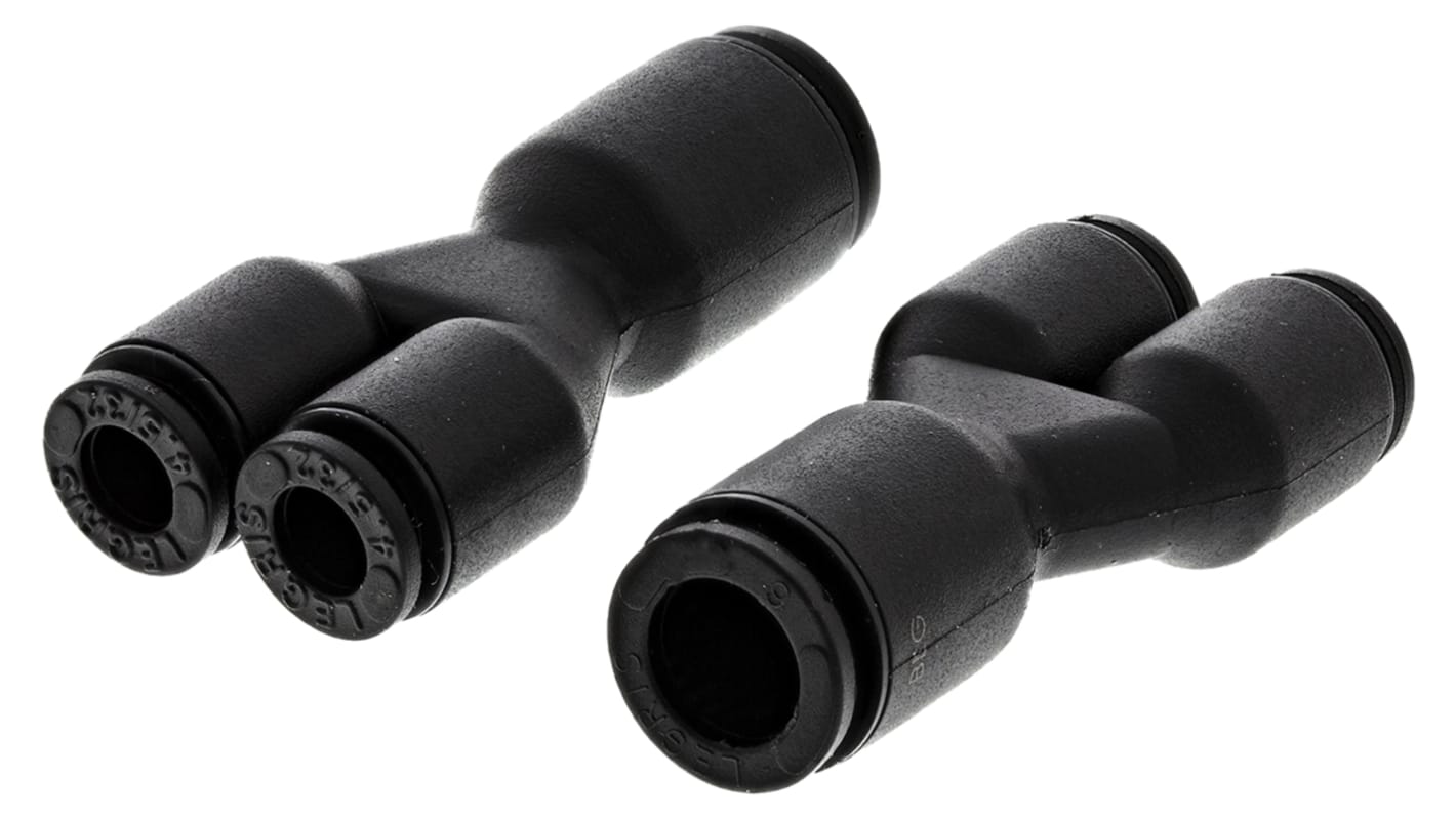 Legris LF3000 Series Y Tube-to-Tube Adaptor, Push In 4 mm to Push In 4 mm, Tube-to-Tube Connection Style