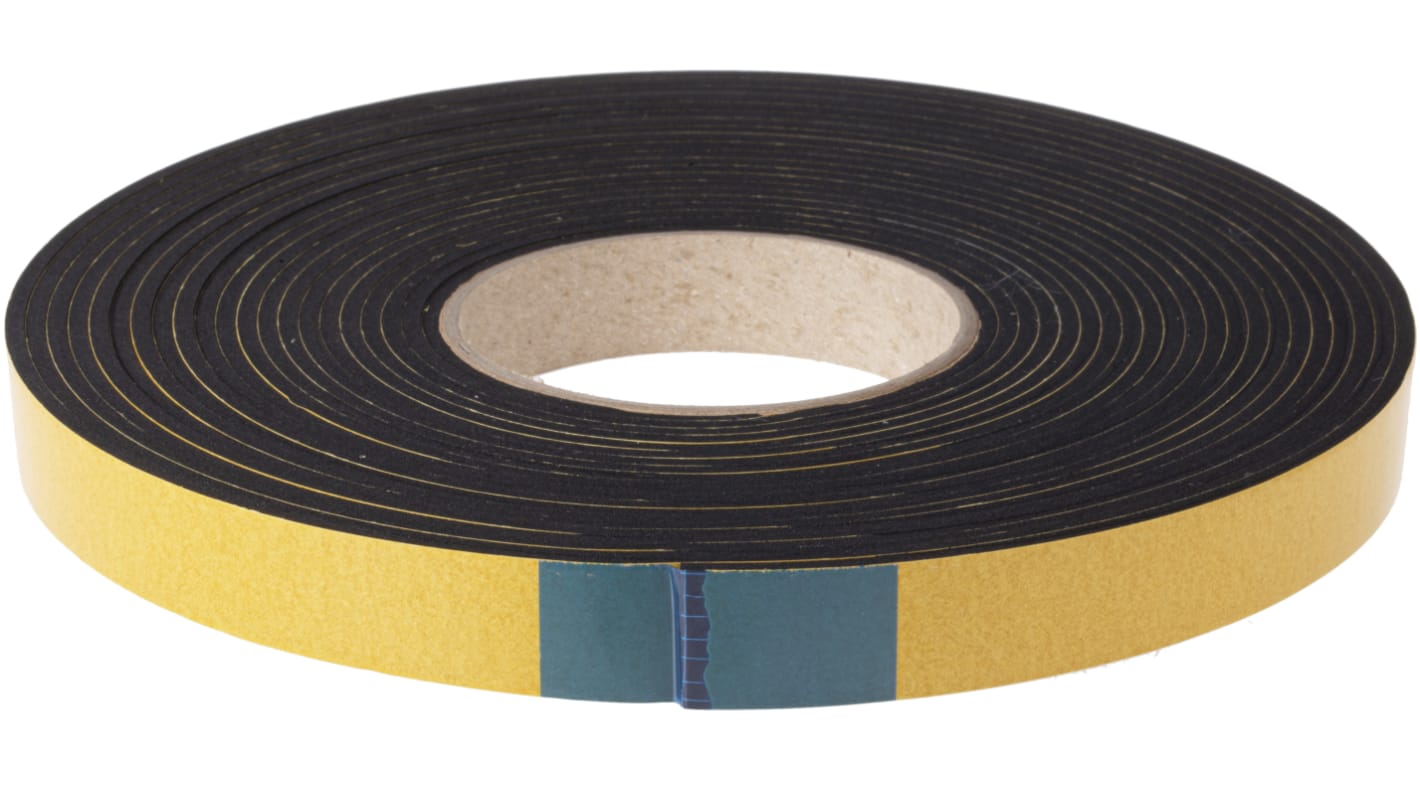 RS PRO Black Foam Tape, 20mm x 10m, 3mm Thick