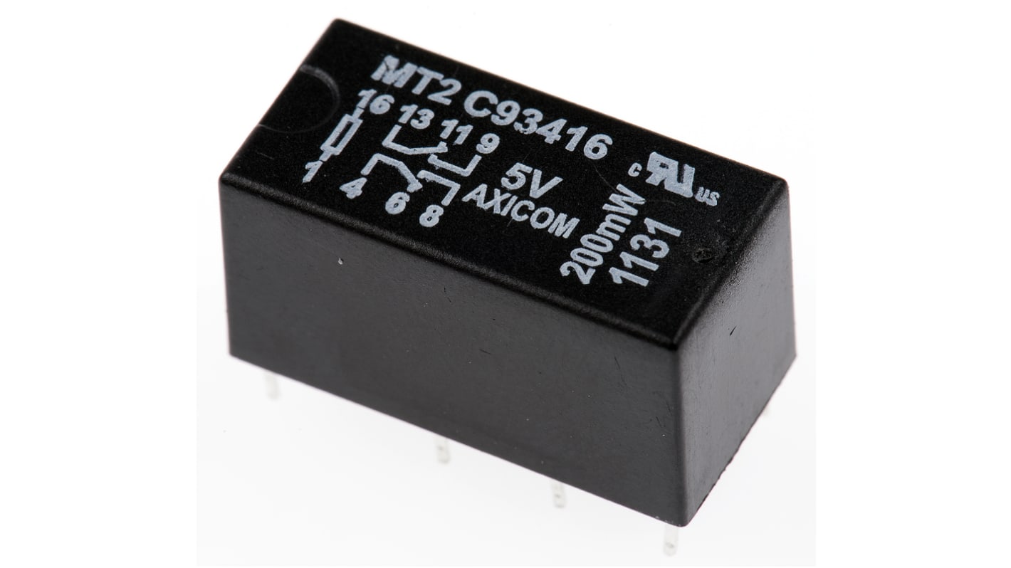 TE Connectivity PCB Mount Signal Relay, 5V dc Coil, 2A Switching Current, DPDT