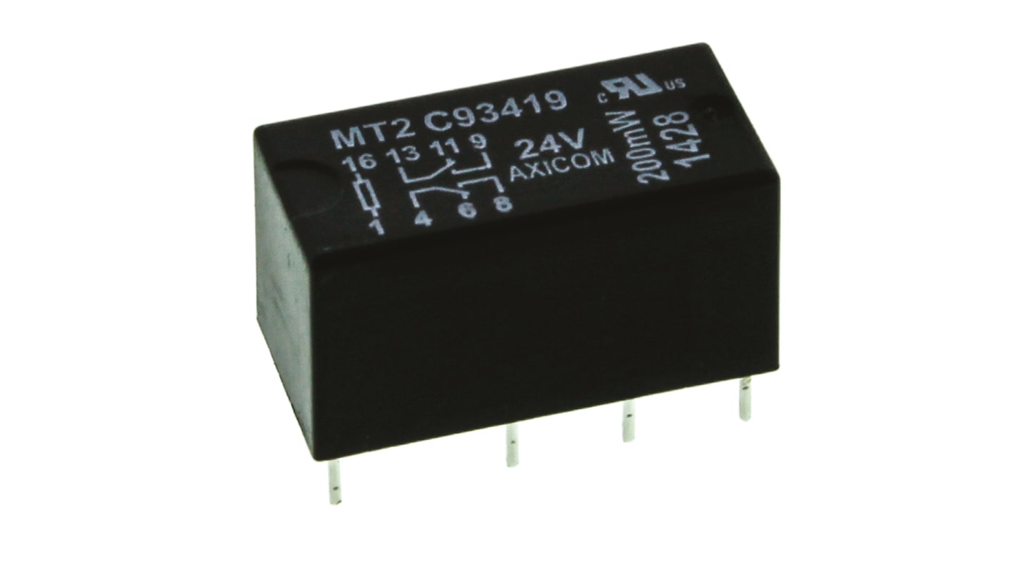 TE Connectivity シグナルリレー, 24V dc, DPDT, 基板実装, MT2-C93419