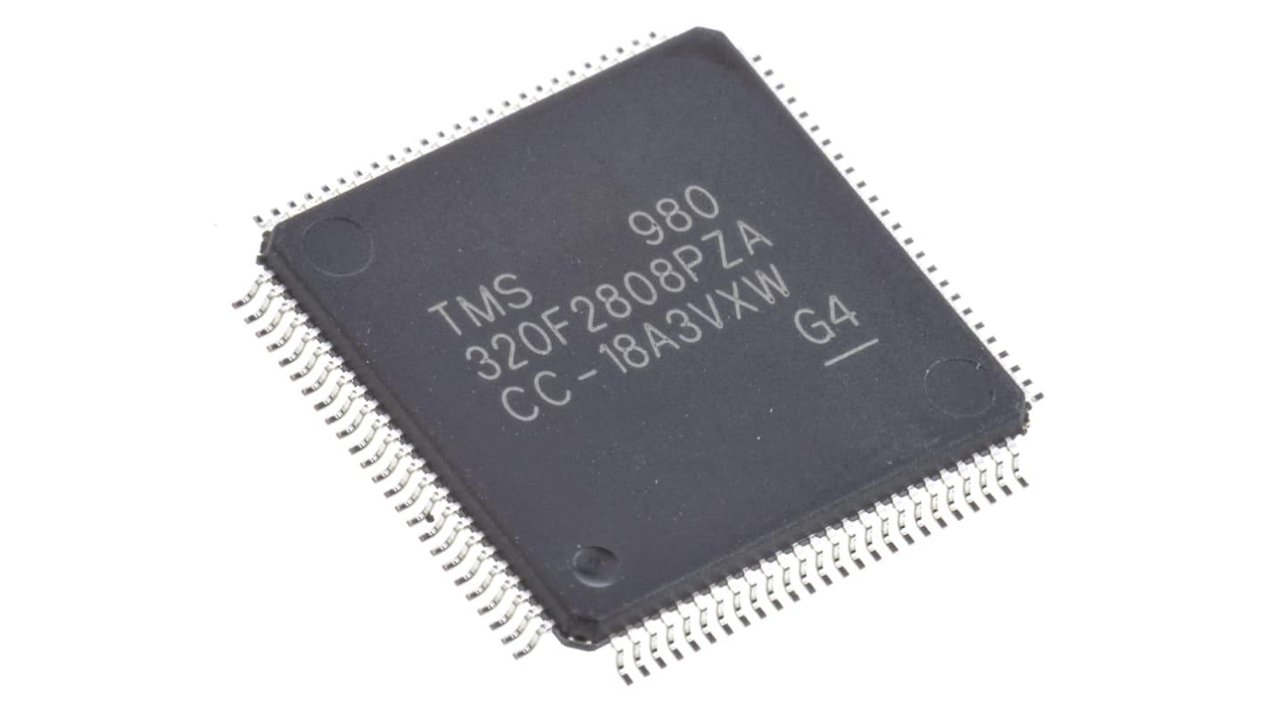 TMS320F2808PZA Texas Instruments, 32bit Digital Signal Processor 100MHz 128 kB Flash 100-Pin LQFP