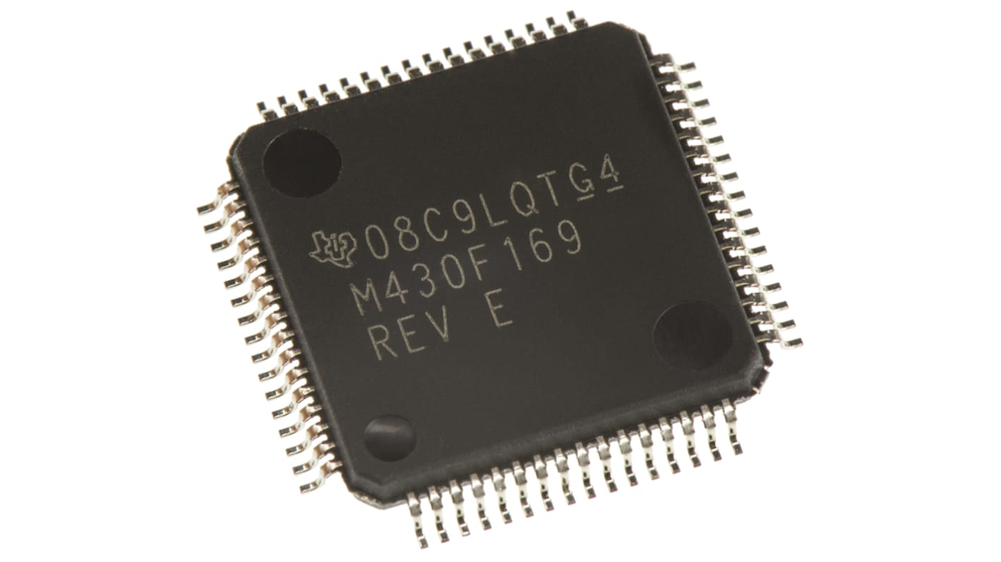 Texas Instruments, 16bit MSP430, MSP430 Microcontroller, 8MHz, 256 B, 60 kB Flash, 64-Pin LQFP