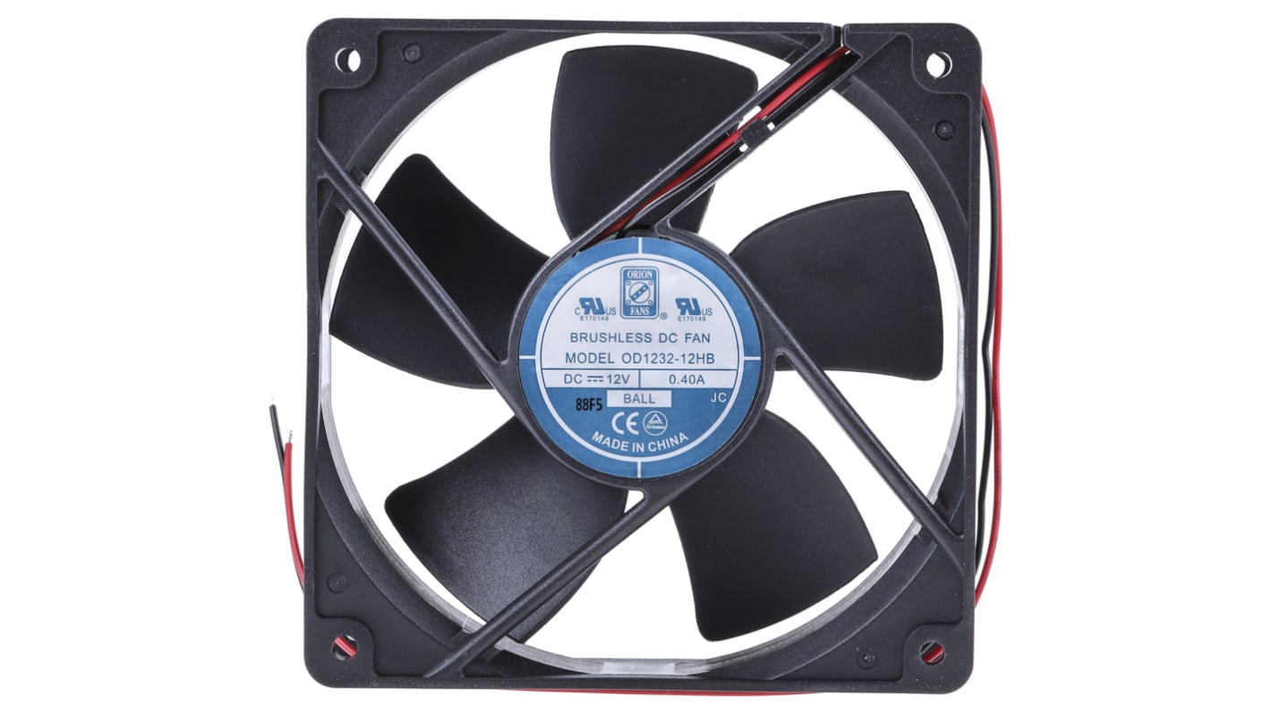 RS PRO Axial Fan, 12 V dc, DC Operation, 203.9m³/h, 1.44W, 600mA Max, 120 x 120 x 32mm