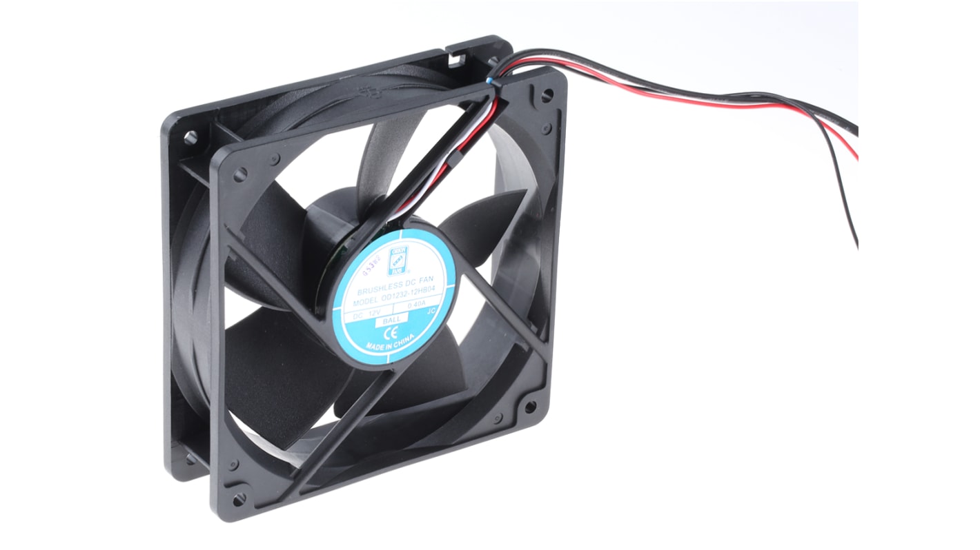 RS PRO Axial Fan, 12 V dc, DC Operation, 203.9m³/h, 4.8W, 600mA Max, 120 x 120 x 32mm