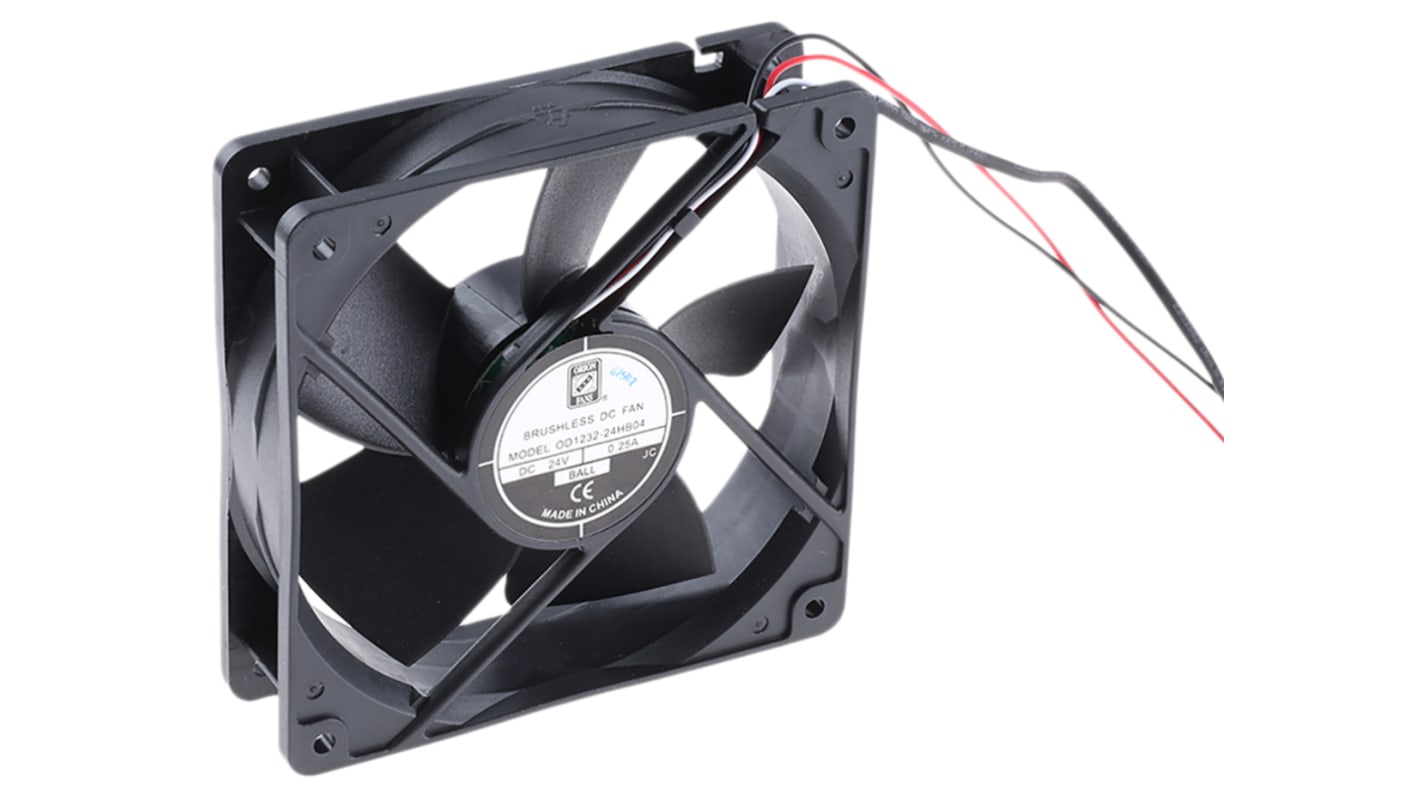 RS PRO Axial Fan, 24 V dc, DC Operation, 203.9m³/h, 6W, 280mA Max, 120 x 120 x 32mm
