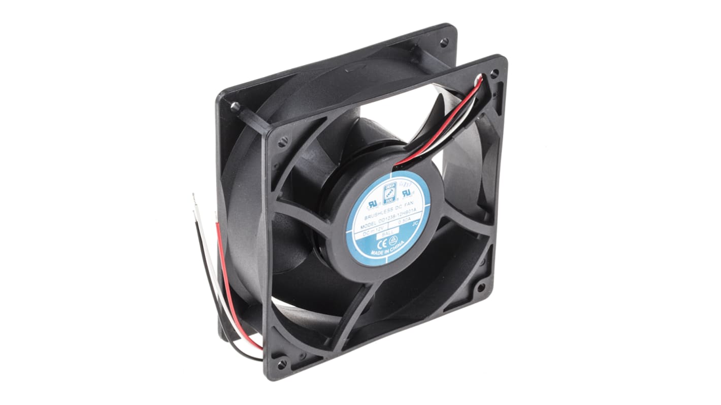 RS PRO Axial Fan, 12 V dc, DC Operation, 178.4m³/h, 6W, 500mA Max, 120 x 120 x 38mm