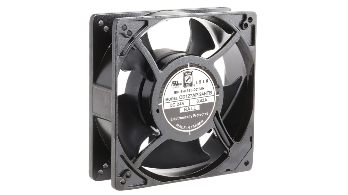 RS PRO Axial Fan, 24 V dc, DC Operation, 237.9m³/h, 5.52W, 430mA Max, 127 x 127 x 38mm