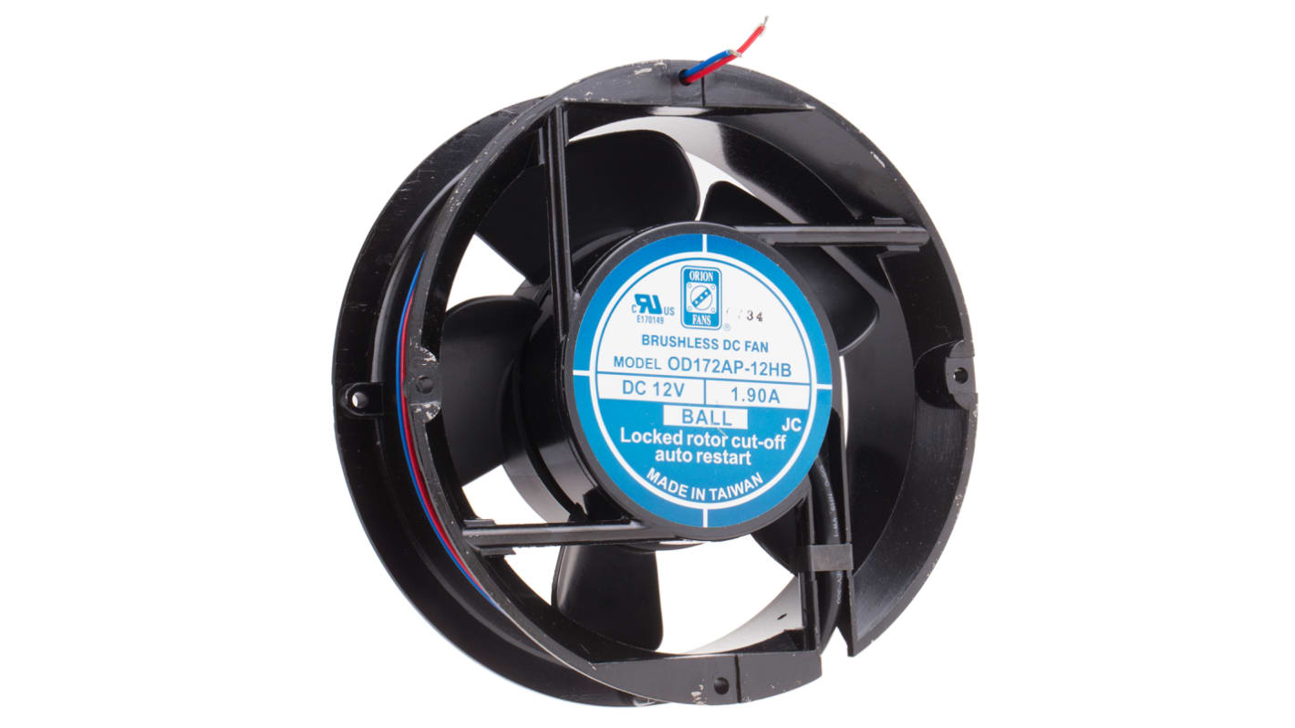 RS PRO Axial Fan, 12 V dc, DC Operation, 390.8m³/h, 22.8W, 1.9A Max, 172 x 150mm