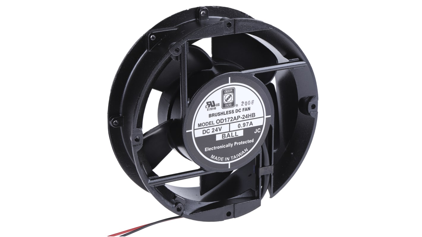 RS PRO DC-Axiallüfter, Kugellager, 24 V dc / 23W, 172 x 51mm, 3300U/min, 399.3m³/h