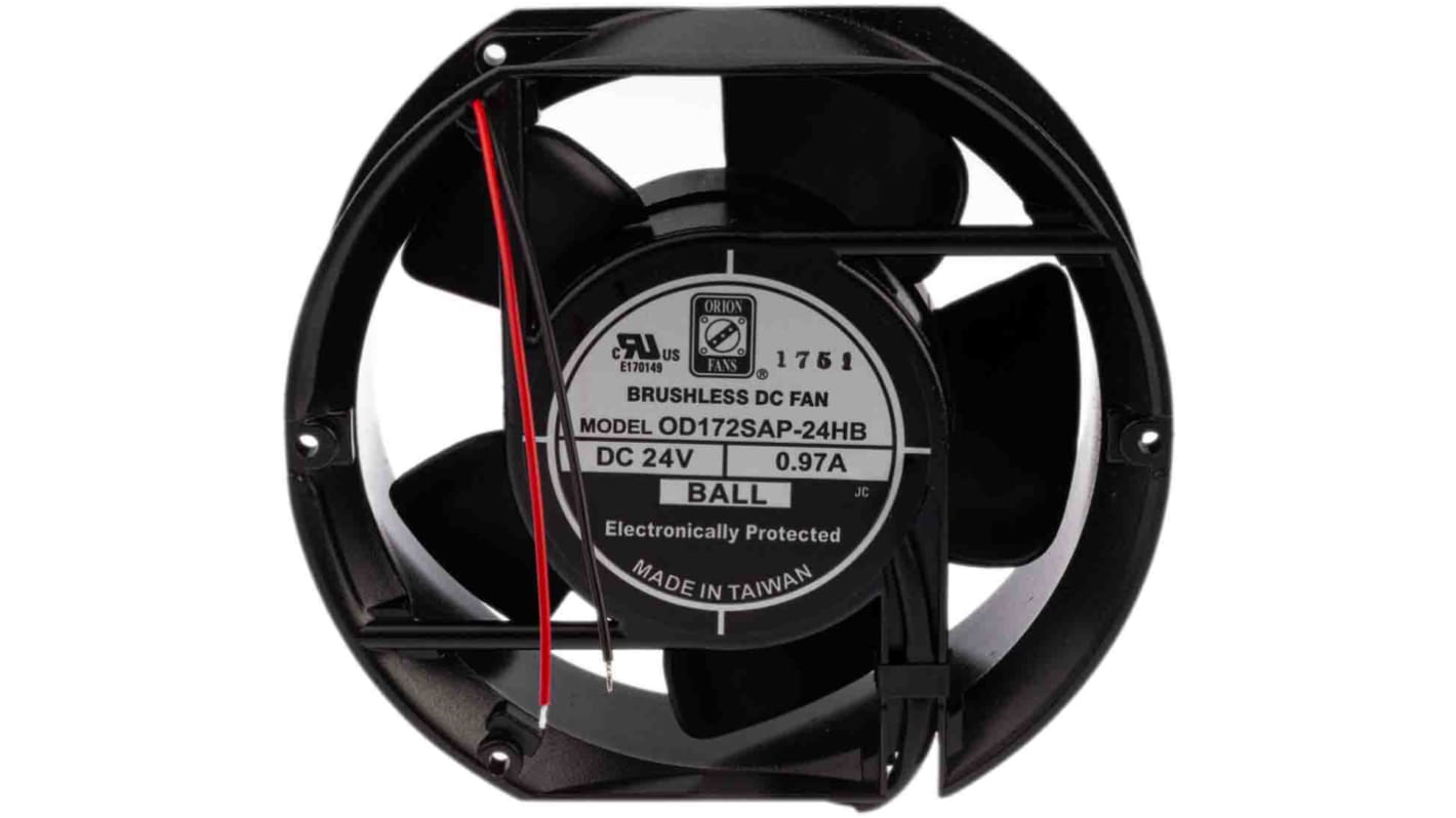 RS PRO Axial Fan, 24 V dc, DC Operation, 399.3m³/h, 23.28W, 970mA Max, 172 x 150mm