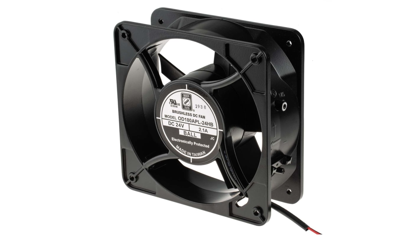 RS PRO Axial Fan, 24 V dc, DC Operation, 798.5m³/h, 24W, 2.1A Max, 180 x 180 x 65mm