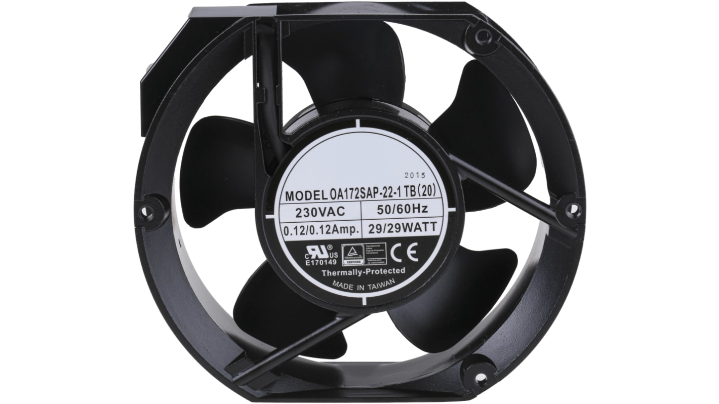 RS PRO Axial Fan, 230 V ac, AC Operation, 399.3m³/h, 35W, 150mA Max, 172 x 150mm