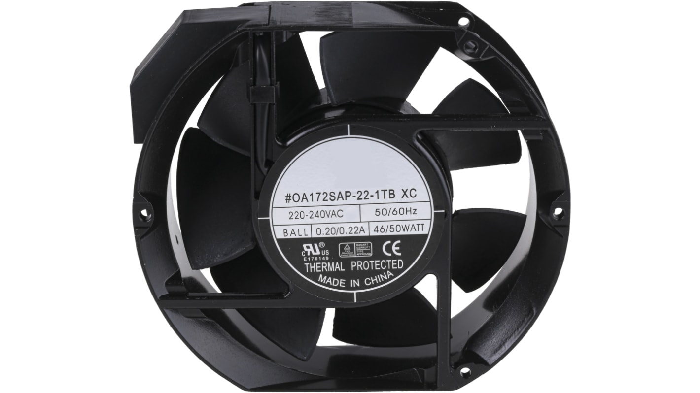 RS PRO Axial Fan, 230 V ac, AC Operation, 235cfm, 35W, 220mA Max, 172 x 150mm