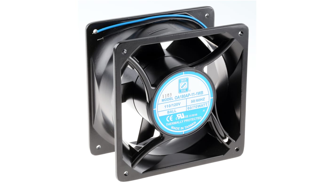 Ventilador Axial RS PRO de 176 x 176 x 89mm, 115 V ac, 70W, 3200rpm, caudal 713.6m³/h, 62dB