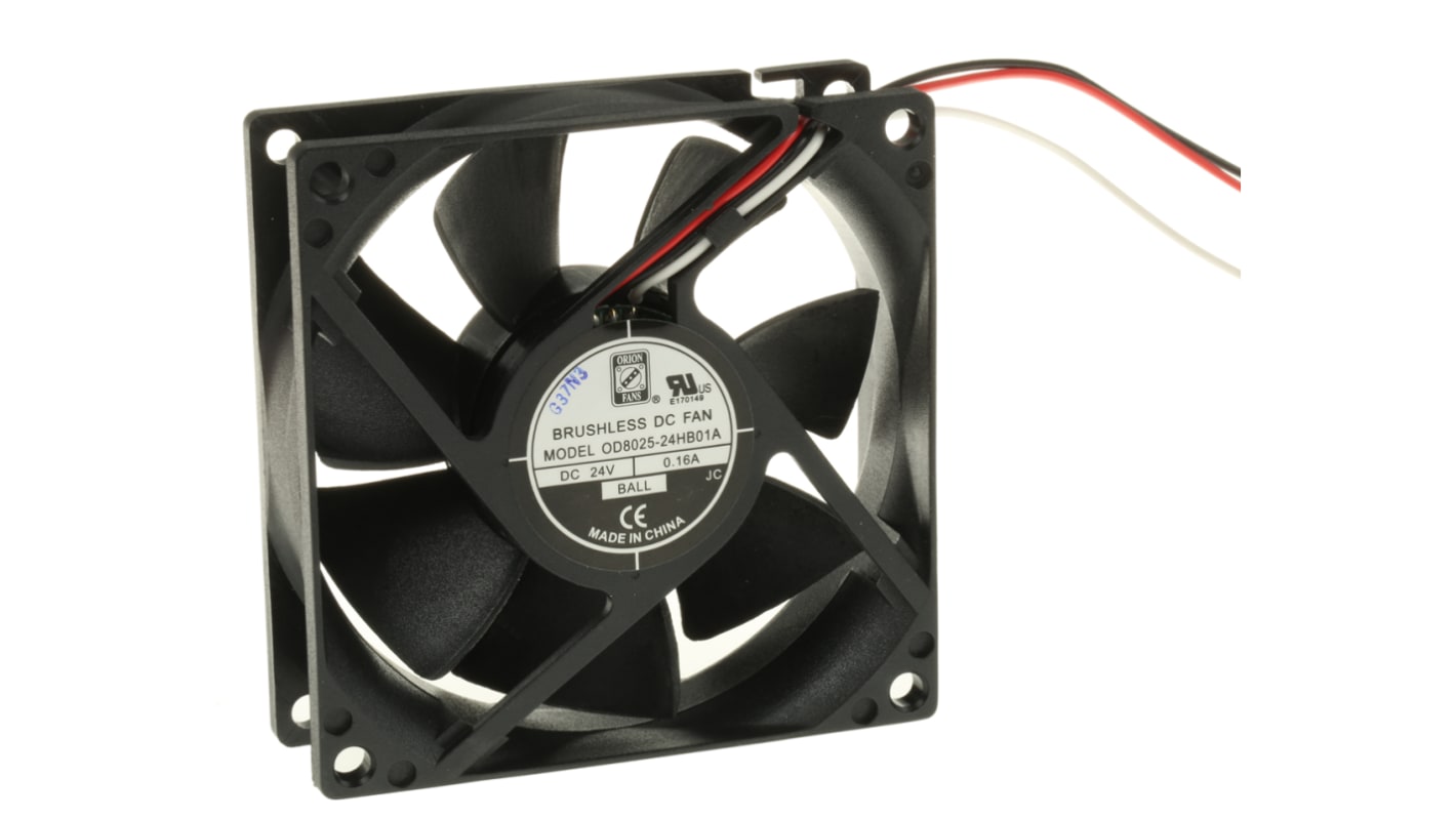 RS PRO Axial Fan, 24 V dc, DC Operation, 68m³/h, 2.41W, 100mA Max, 80 x 80 x 25mm