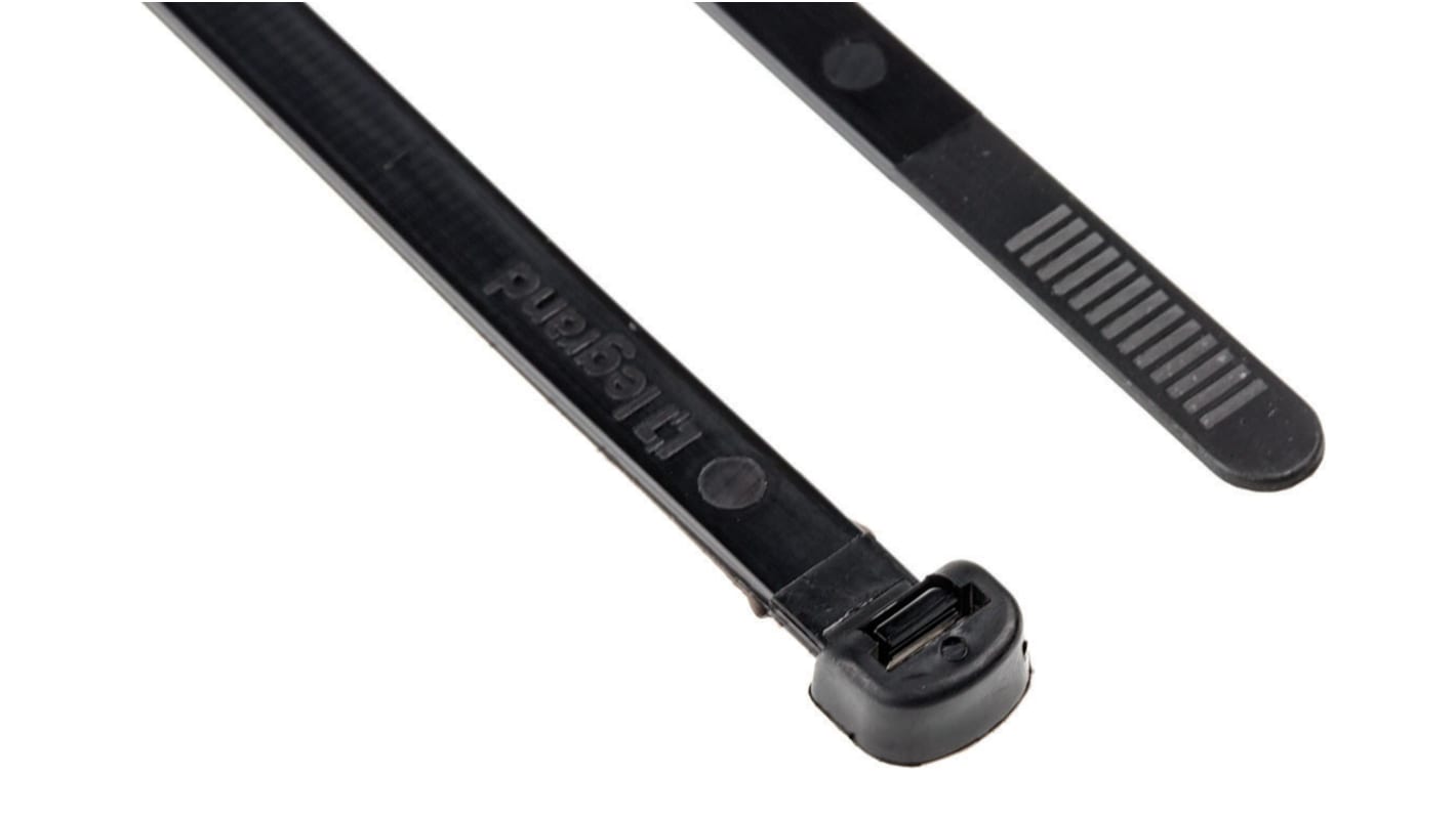 Legrand Cable Tie, 360mm x 7.6 mm, Black Nylon, Pk-100