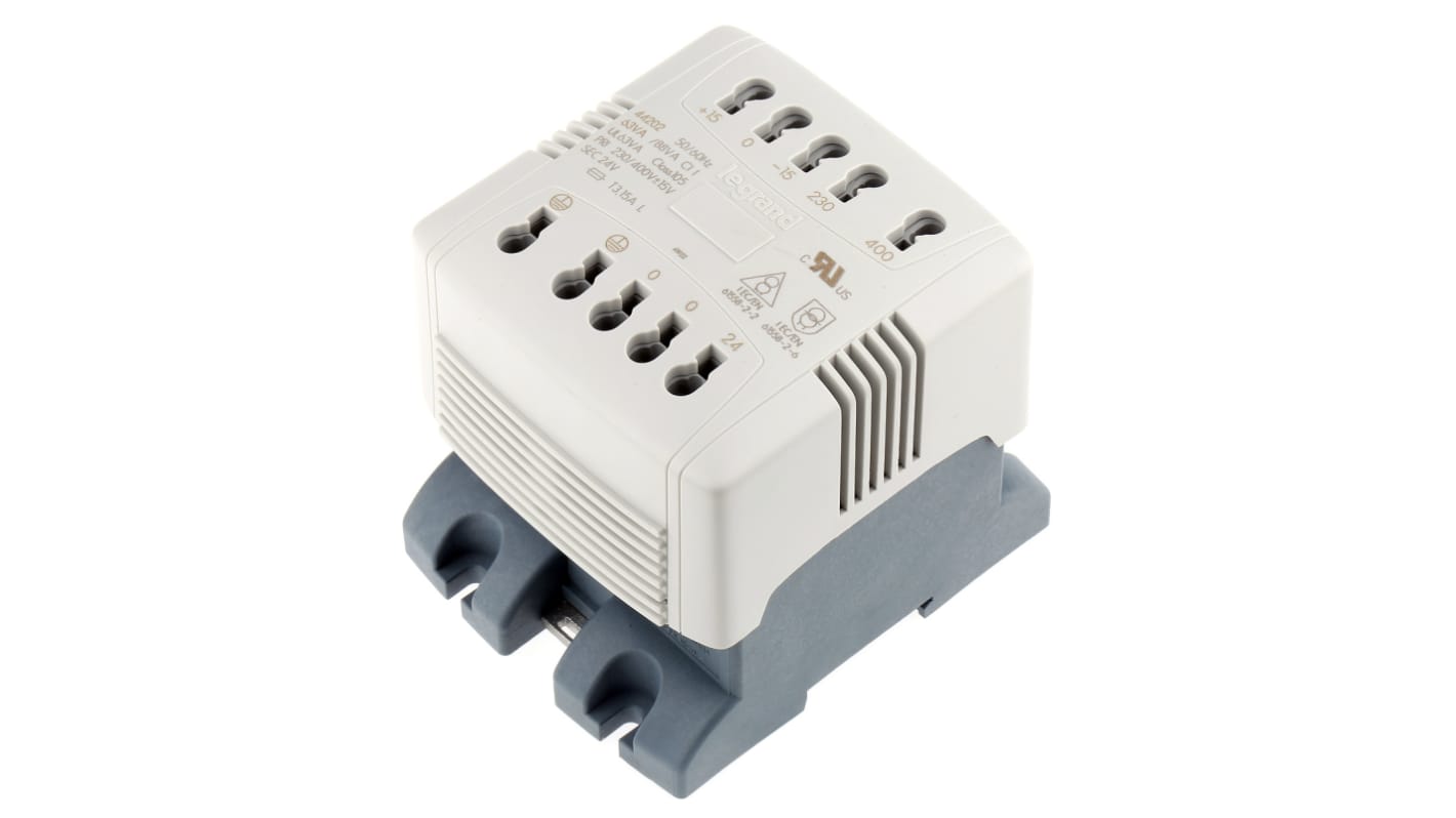 Legrand 63VA DIN Rail Transformer, 215V ac, 230V ac, 245V ac, 385V ac, 400V ac, 415V ac Primary, 24V ac Secondary