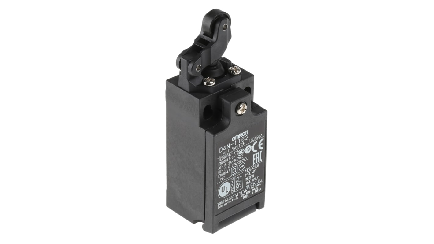 Omron D4N Series Roller Plunger Interlock Switch, NO/NC, IP67, SPDT, Plastic Housing