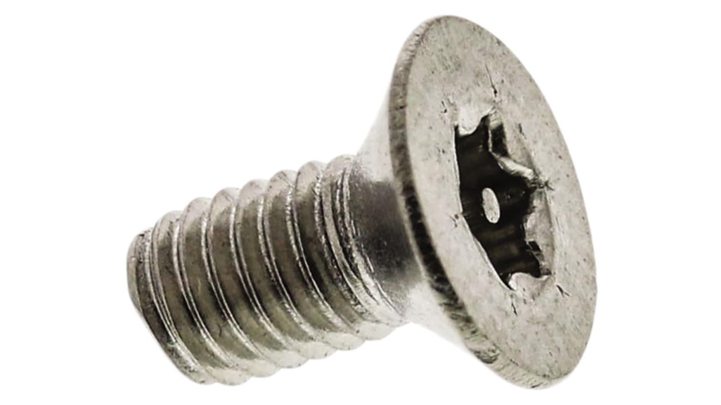 RS PRO Plain Flat Stainless Steel Tamper Proof Security Screw, M3 x 6mm