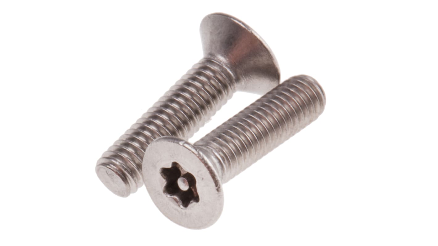 RS PRO Plain Countersunk Stainless Steel Tamper Proof Security Screw, M3 x 12mm