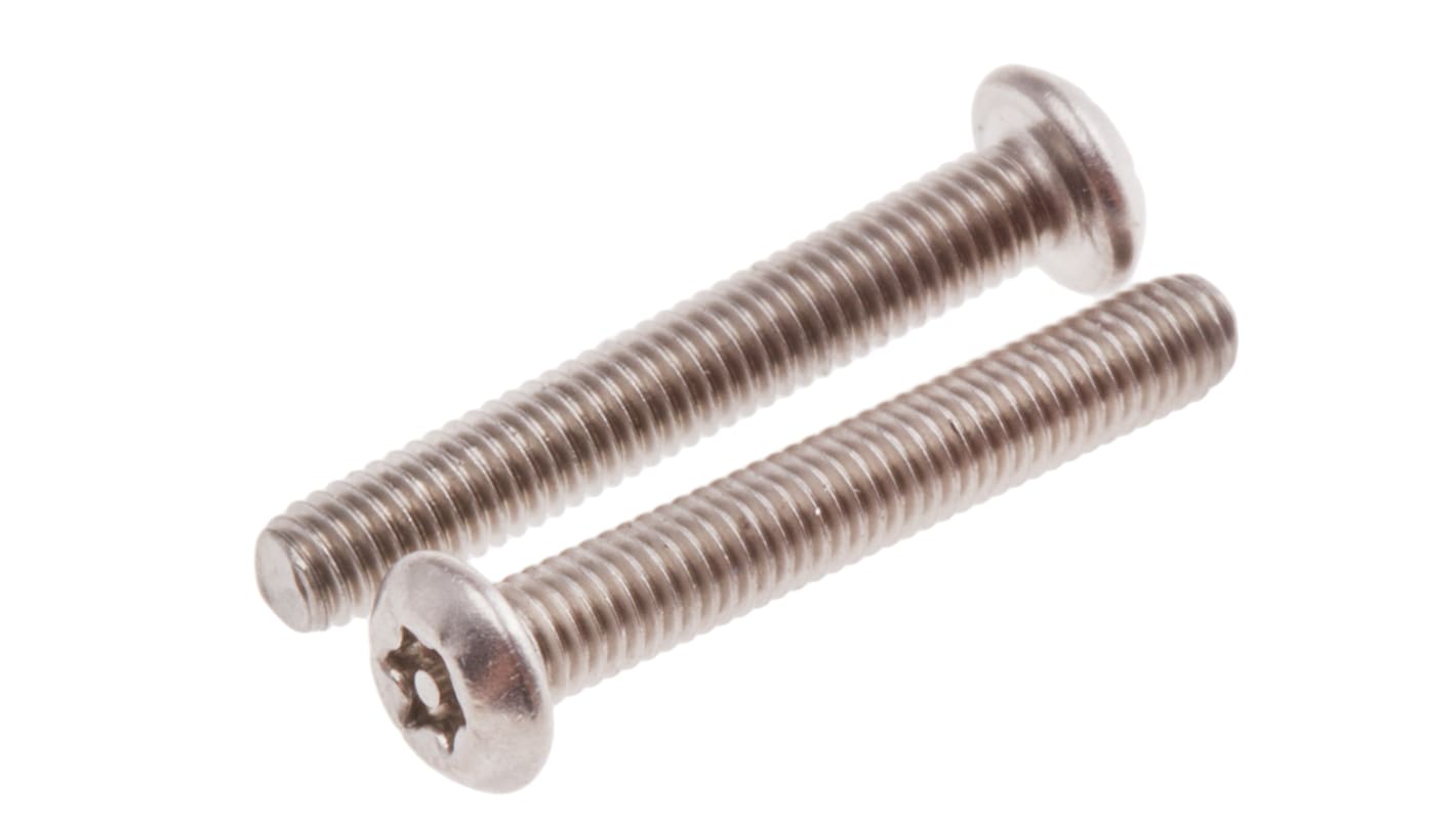 RS PRO Plain Flat Stainless Steel Tamper Proof Security Screw, M3 x 20mm
