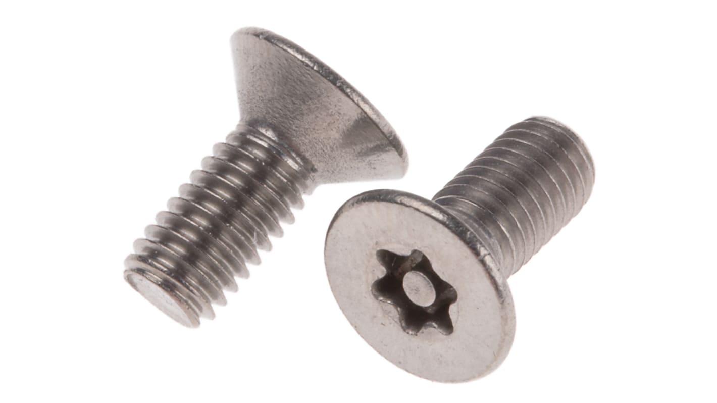 RS PRO Plain Flat Stainless Steel Tamper Proof Security Screw, M5 x 12mm