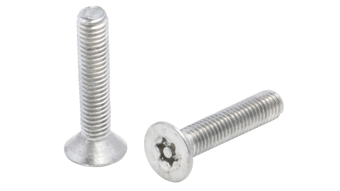 RS PRO Plain Flat Stainless Steel Tamper Proof Security Screw, M5 x 25mm