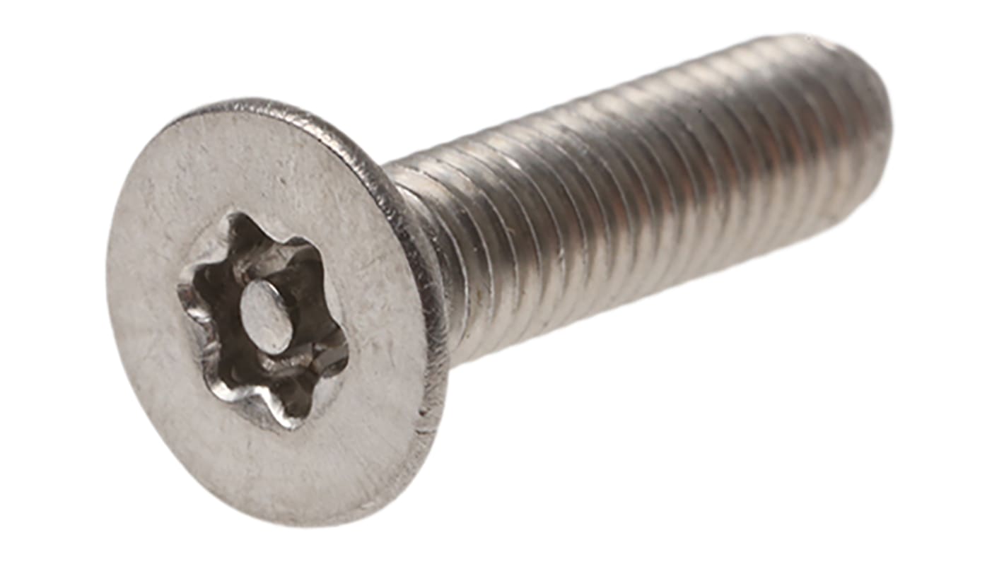 RS PRO Plain Flat Stainless Steel Tamper Proof Security Screw, M5 x 20mm
