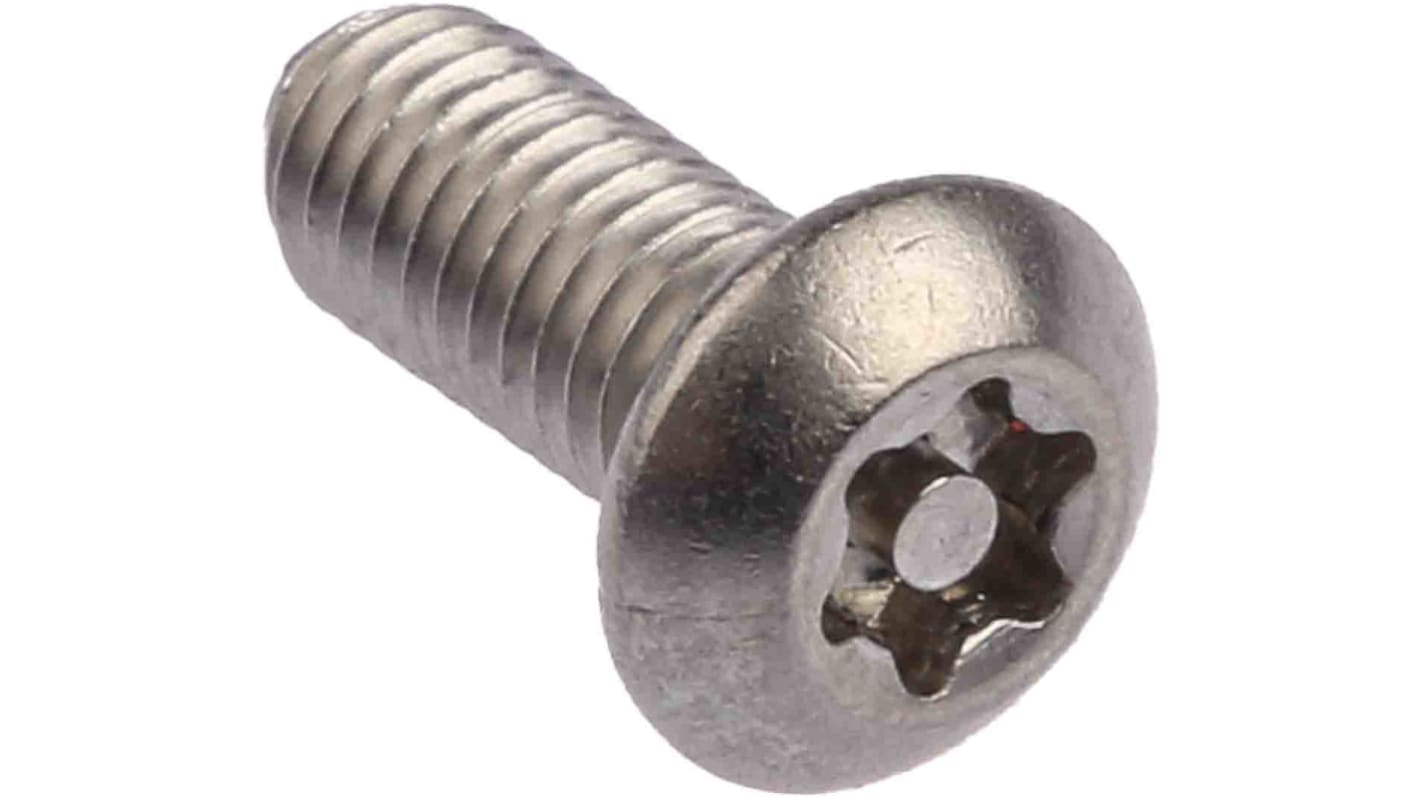 RS PRO Plain Button Stainless Steel Tamper Proof Security Screw, M5 x 12mm