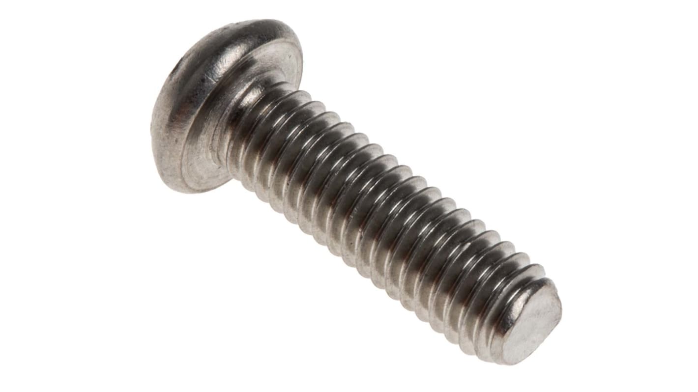 RS PRO Plain Button Stainless Steel Tamper Proof Security Screw, M6 x 20mm