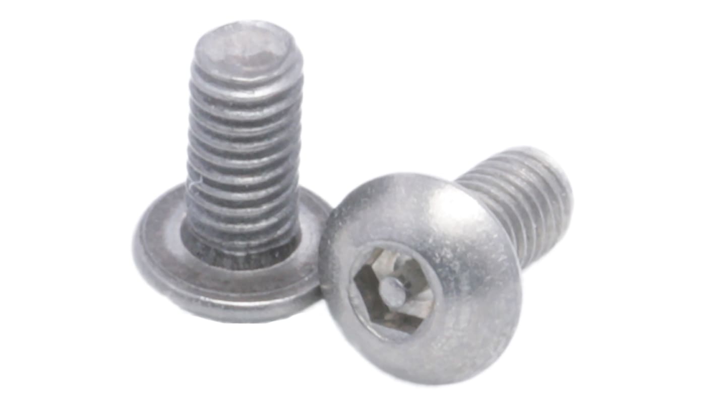 RS PRO Plain Button Stainless Steel Tamper Proof Security Screw, M3 x 6mm