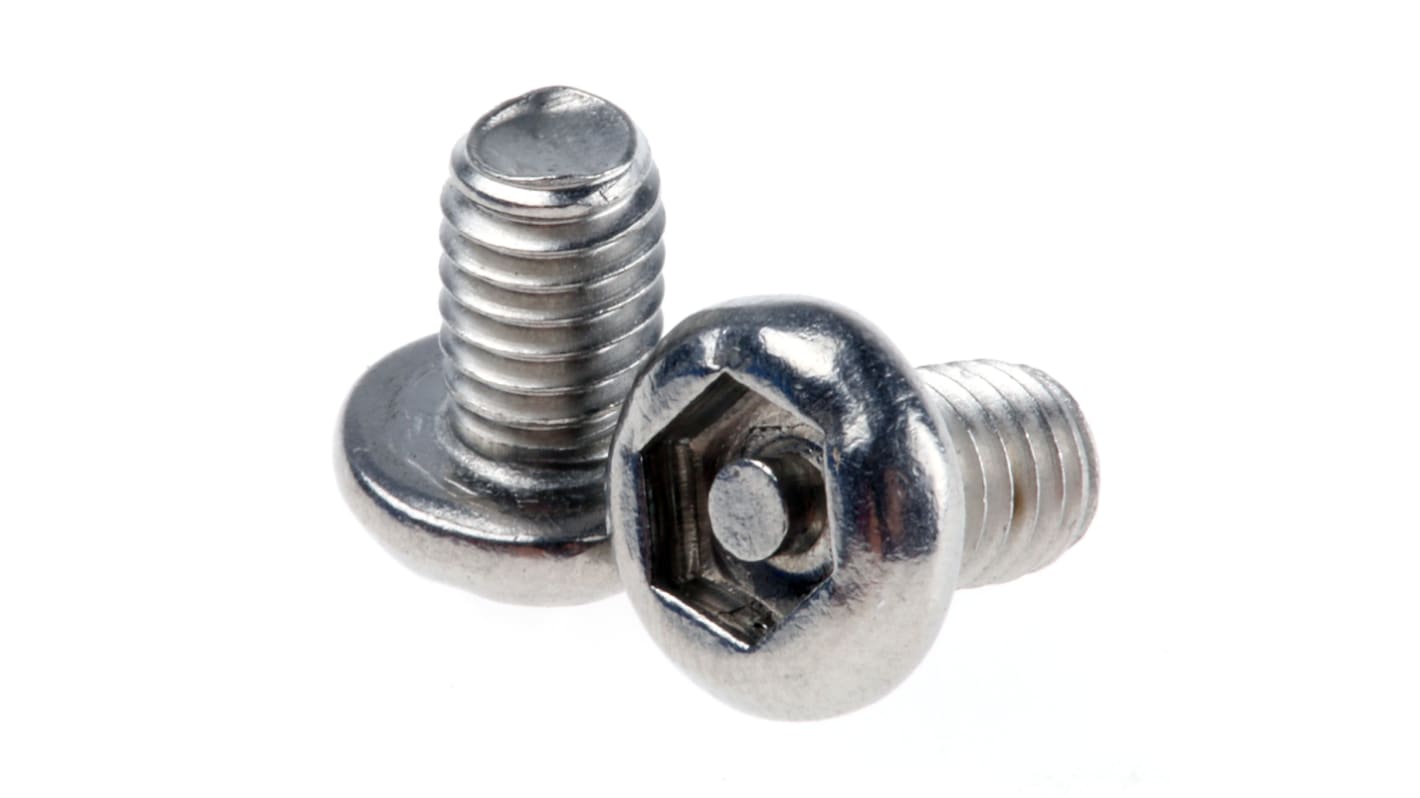 RS PRO Plain Button Stainless Steel Tamper Proof Security Screw, M4 x 6mm