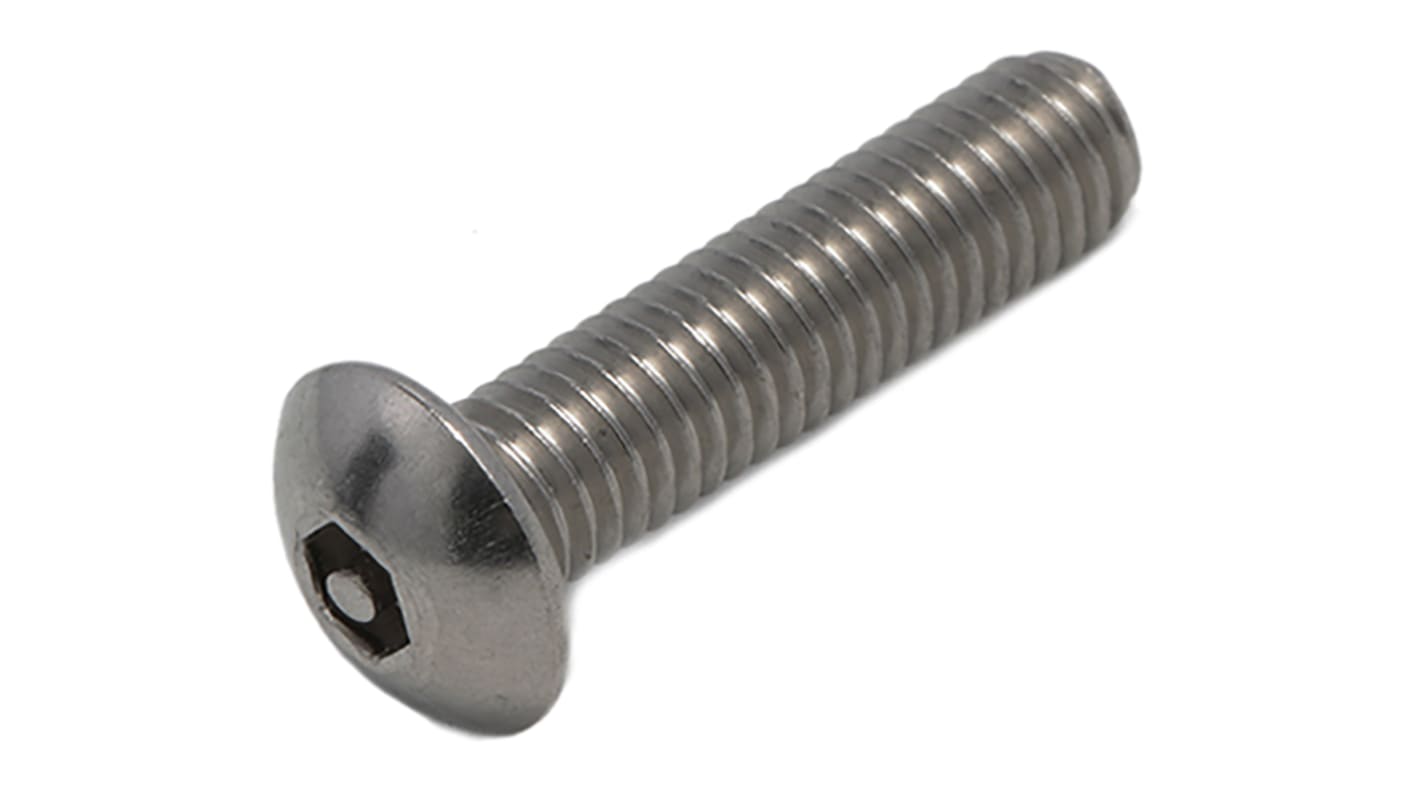RS PRO Plain Button Stainless Steel Tamper Proof Security Screw, M5 x 20mm