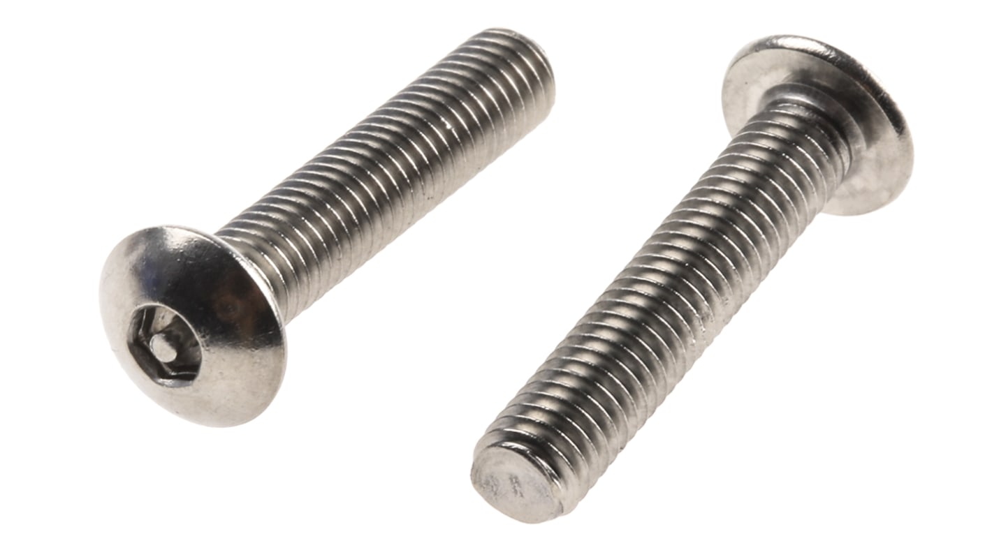 RS PRO Plain Button Stainless Steel Tamper Proof Security Screw, M5 x 25mm