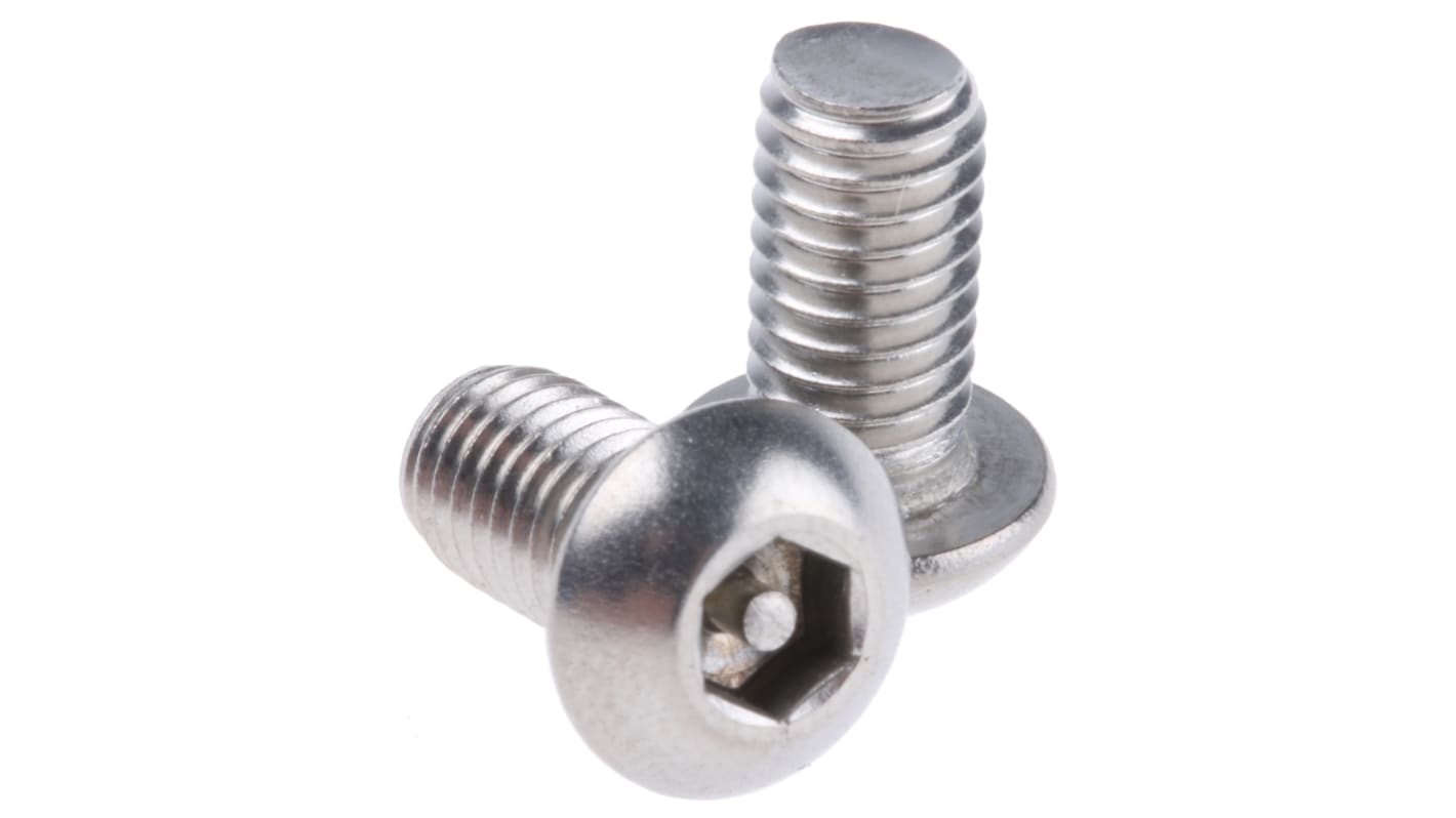 RS PRO Plain Button Stainless Steel Tamper Proof Security Screw, M6 x 12mm