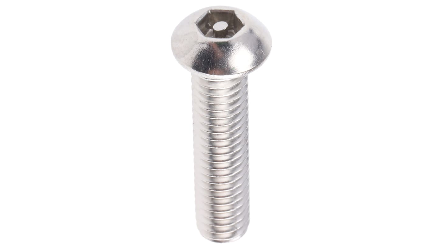 RS PRO Plain Button Stainless Steel Tamper Proof Security Screw, M6 x 25mm