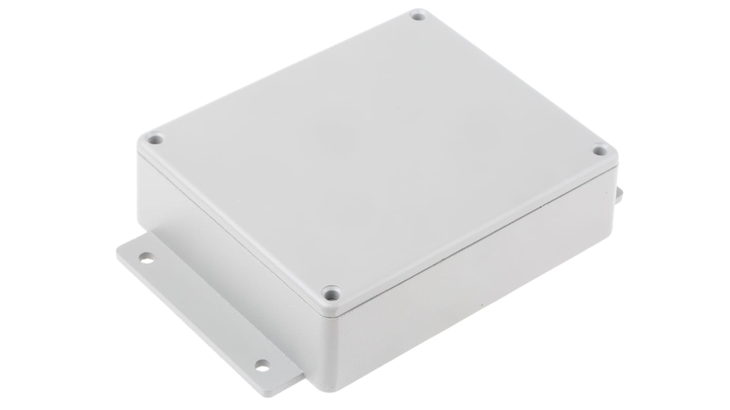 RS PRO Grey Die Cast Aluminium Enclosure, IP66, Flanged, Grey Lid, 149.8 x 100.2 x 35.6mm