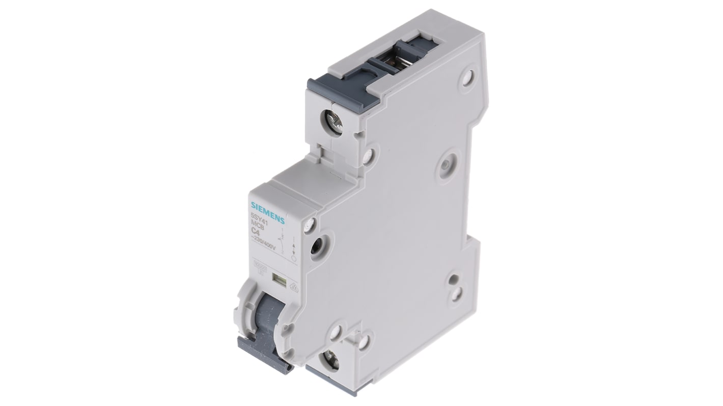 Disjoncteur Siemens 5SY4 1P, 4A, pouvoir de coupure 10 kA, montage rail DIN