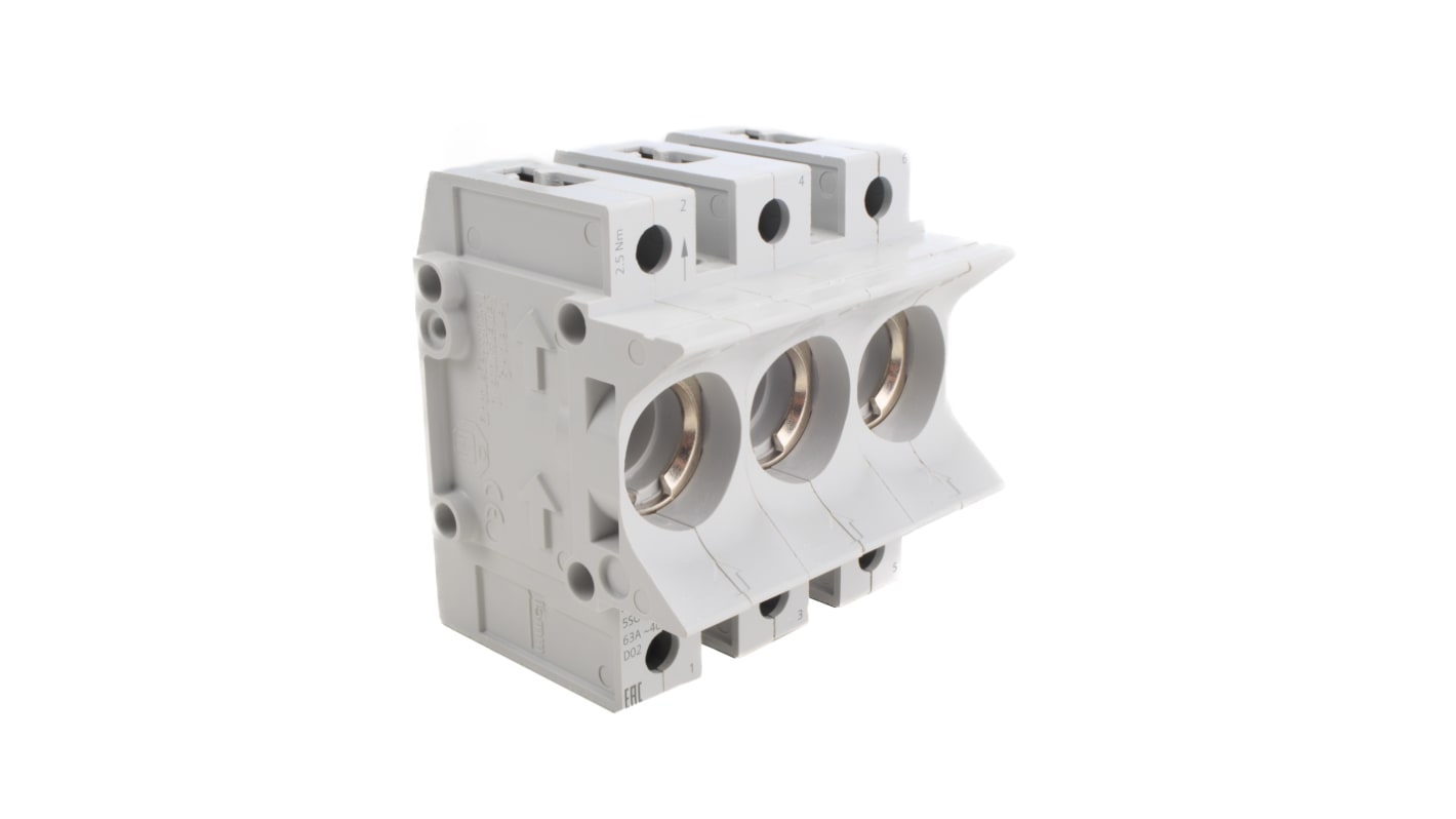 Siemens 63A Bottle Fuse Holder, 3P, 400V ac