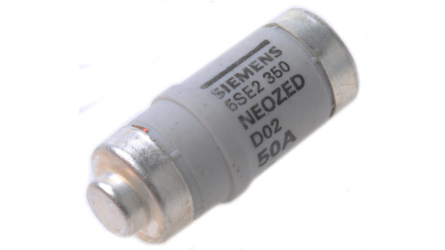 Siemens NEOZED-Sicherung, Typ D02, Anwendungsbereich gG, 50A, 400V ac, 50 kA @ 400 V ac, 8 kA @ 250 V dc