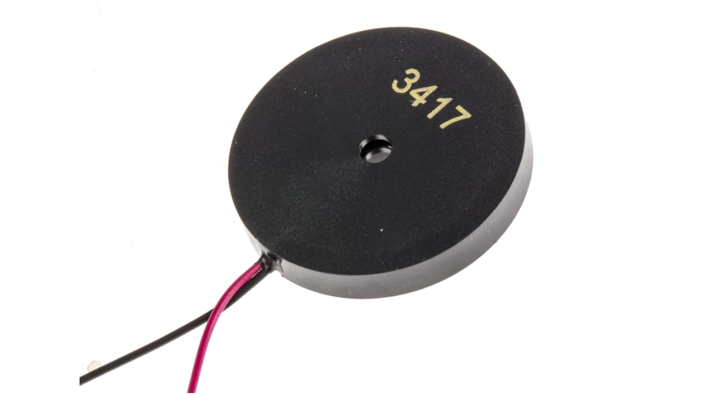 Brzęczyk piezoelektryczny średnica 22.5mm, sygnał ciągły 108dB RS PRO