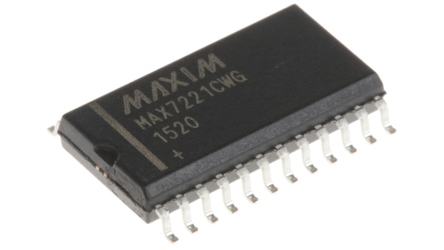 Driver LED MAX7221CWG+, 8 cifre 64 segmenti, alimentazione 5 V, SOIC W 24 Pin