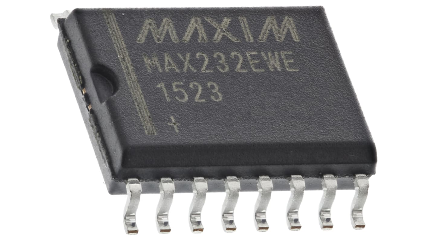 Maxim Integrated MAX232EWE+, Line Transceiver, EIA/TIA-232-E/ RS-232/ V.24/ V.28 2-TX 2-RX 2-TRX, 5 V, 16-Pin SOIC W