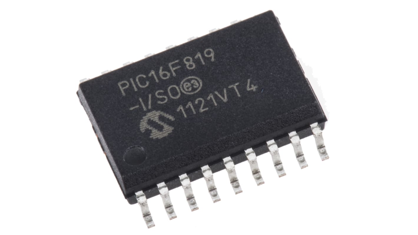 Microchip PIC16F单片机, PIC内核, 18针, SOIC, 最大20MHz, 3.584 kB、256 B 闪存, 256 B RAM